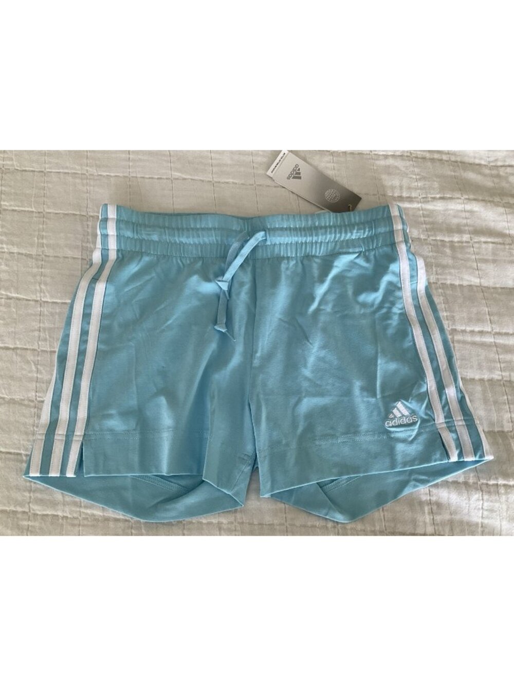 Adidas Womens 3 Stripe Aeroready Multi Sport Shorts Blue Turquoise Womens Sz XS